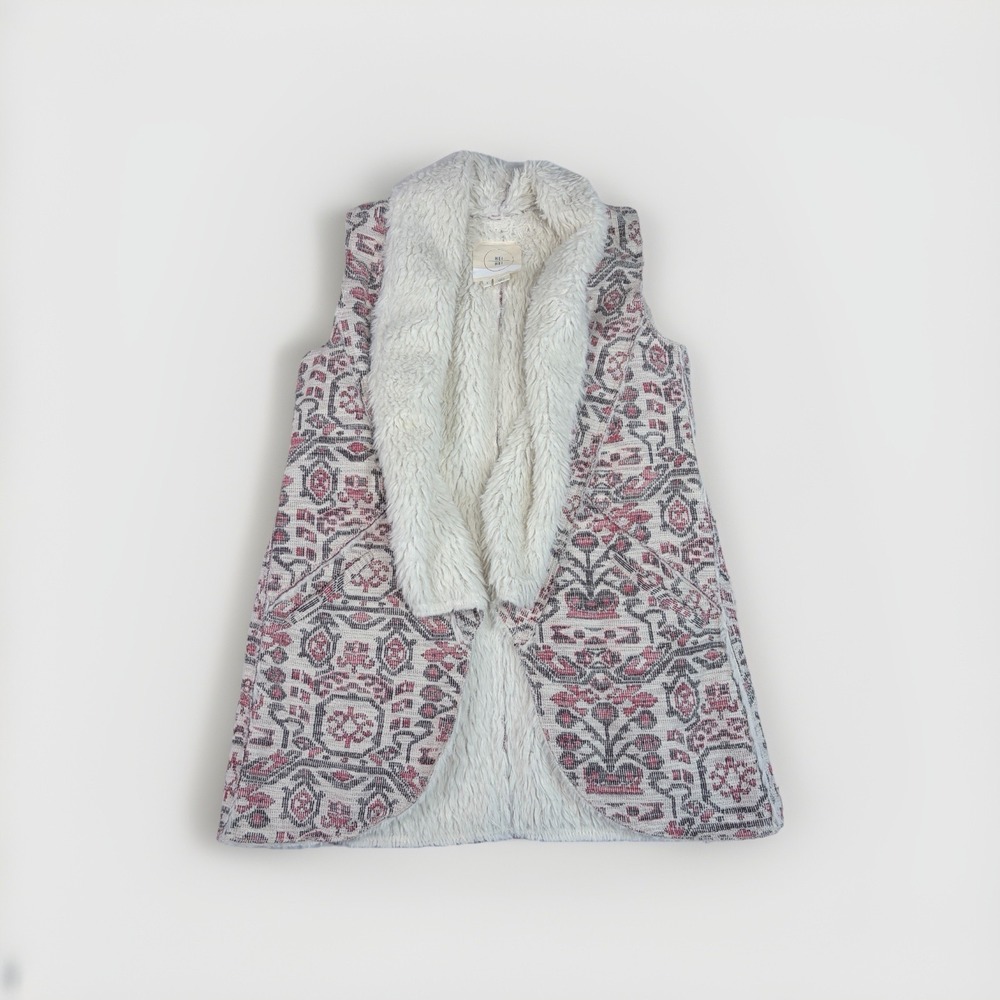 HEI HEI ANTHROPOLOGIE Vest Women Sz S Western Festival Sherpa Fleece Boho Artsy